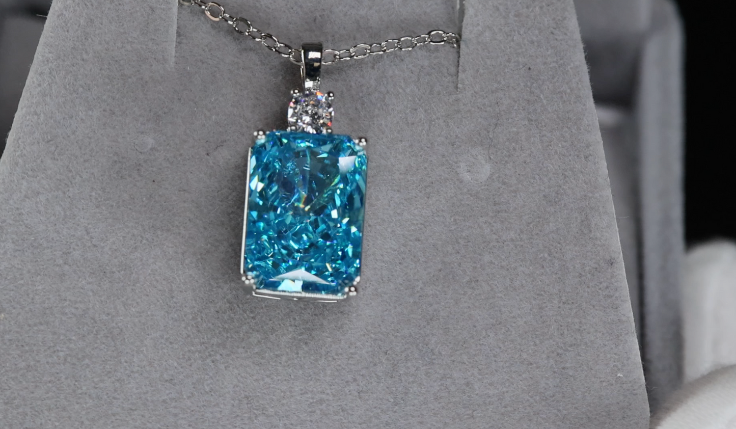 Blue Crushed Diamond Pendant | Blue Diamond Pendant