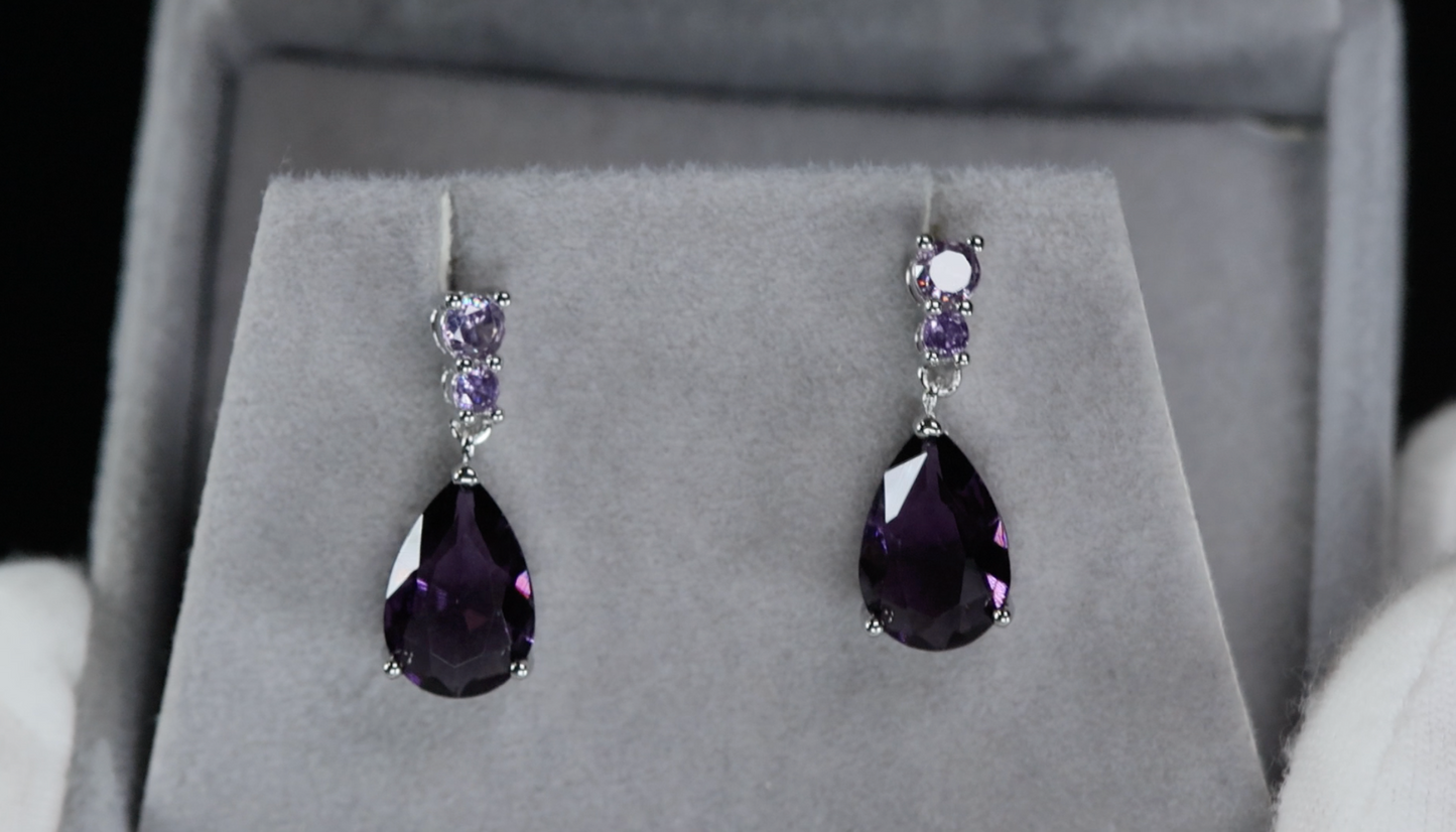 Purple Diamond Earrings 