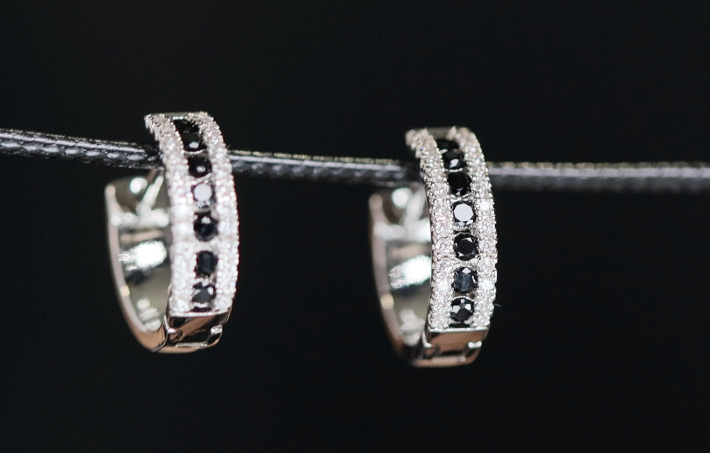 Mens Black Diamond Hoop Earrings | Womens Black Diamond Hoop Earrings