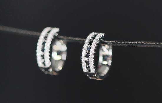 Mens Black Diamond Hoop Earrings | Womens Black Diamond Hoop Earrings