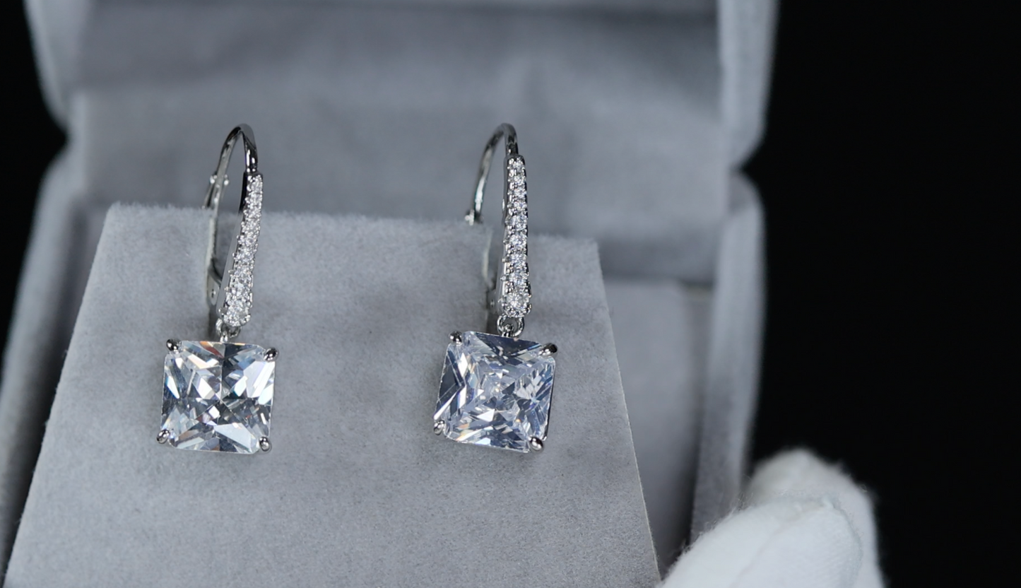 Womens Diamond Hoop Earrings | Princess Cut Diamond Earrings