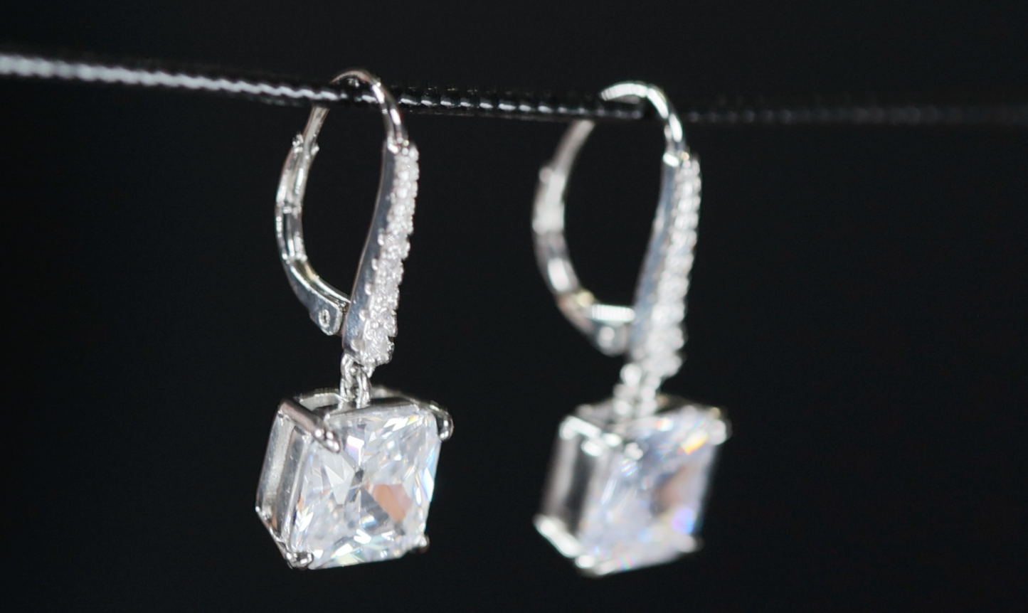 Womens Diamond Hoop Earrings | Princess Cut Diamond Earrings