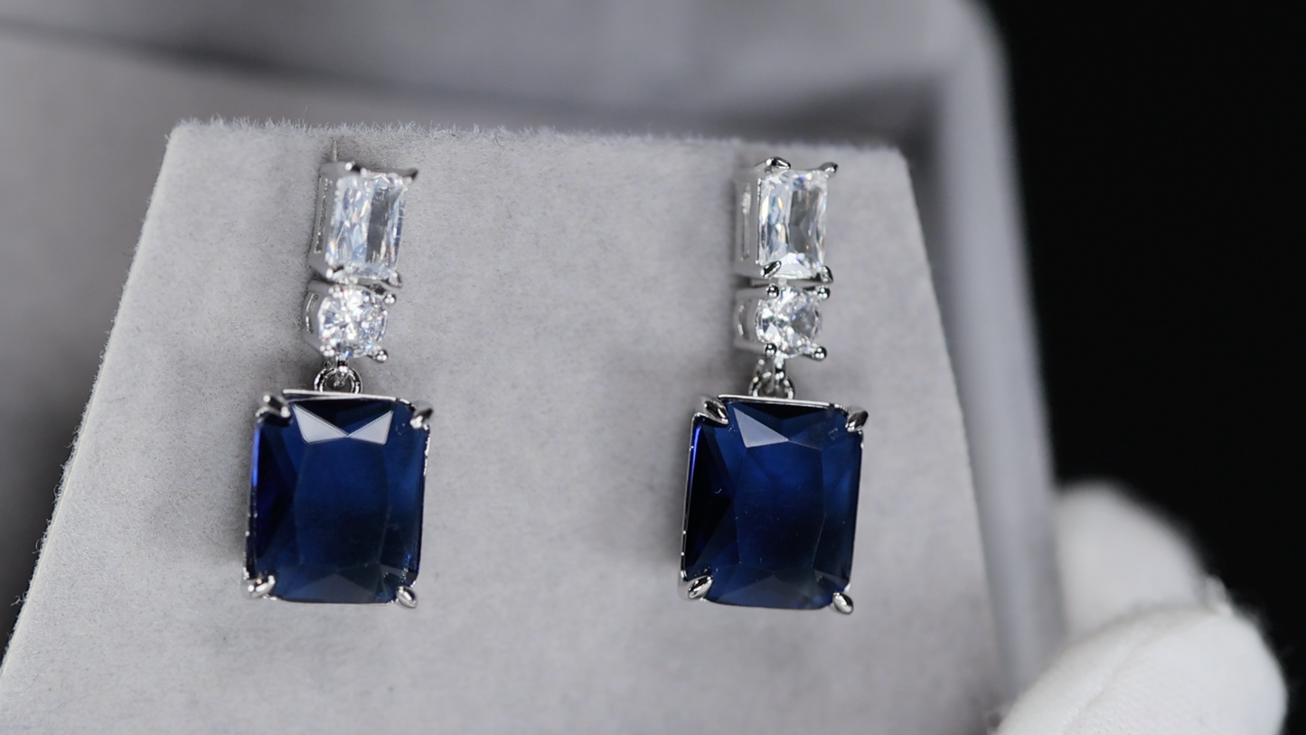 Blue Diamond Earrings | Sapphire Earrings | Blue Sapphire Earrings