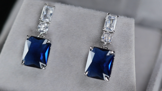 Blue Diamond Earrings | Sapphire Earrings | Blue Sapphire Earrings