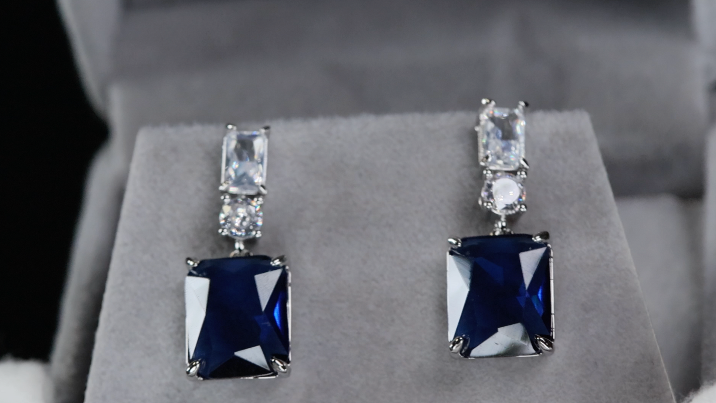 Blue Diamond Earrings | Sapphire Earrings | Blue Sapphire Earrings