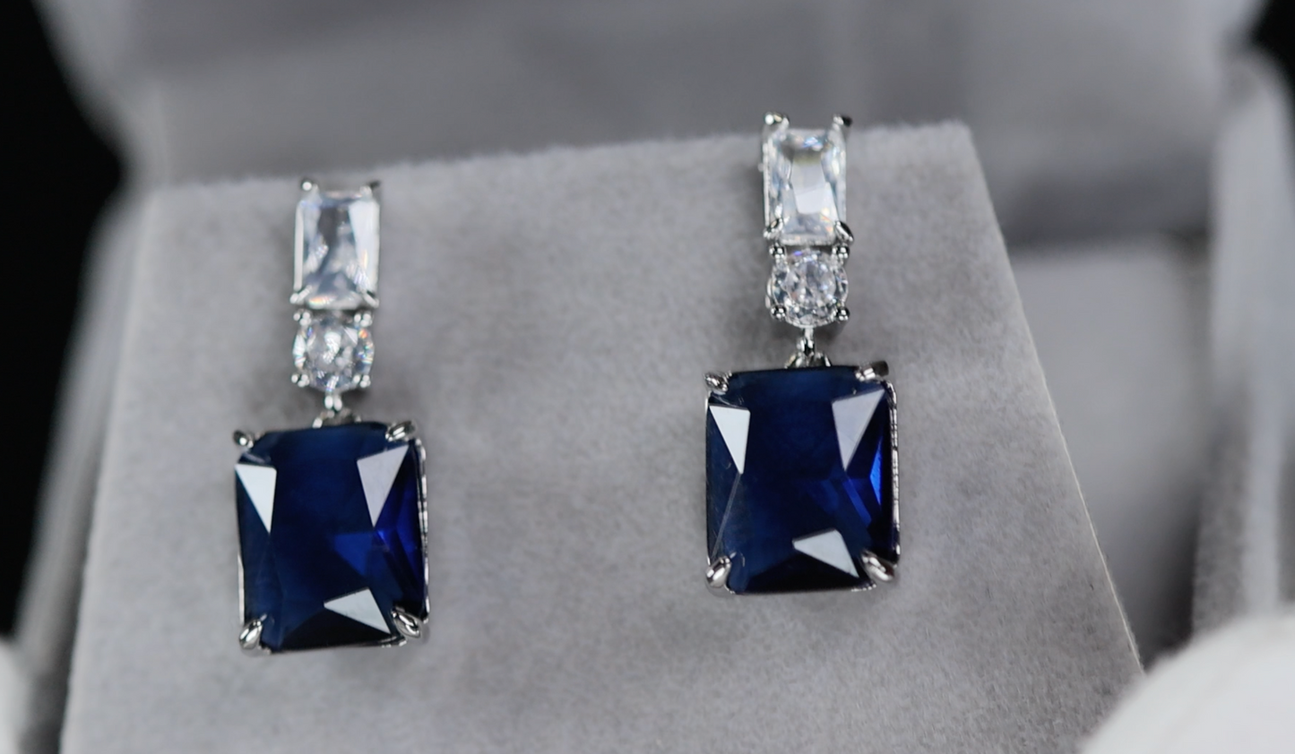 Blue Diamond Earrings | Sapphire Earrings | Blue Sapphire Earrings