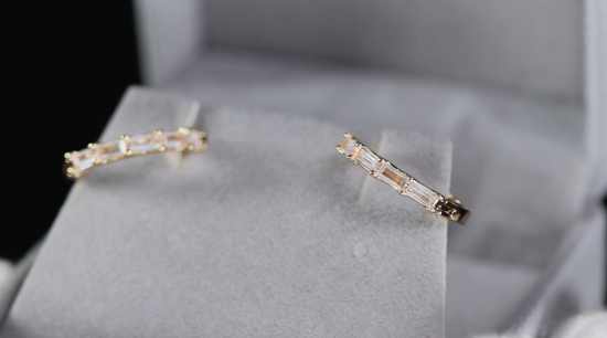 Mens Gold Diamond Hoop Earrings | Womens Gold Baguette Diamond Earrings