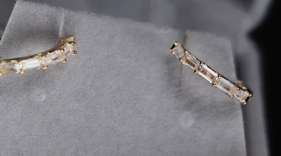 Mens Gold Diamond Hoop Earrings | Womens Gold Baguette Diamond Earrings