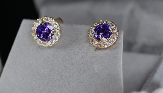 Purple Diamond Earrings