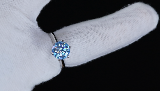 3.0ct Blue Moissanite Diamond Ring | Blue Moissanite Diamond Ring