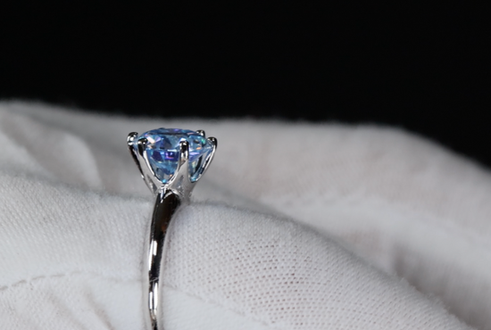 3.0ct Blue Moissanite Diamond Ring | Blue Moissanite Diamond Ring