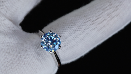 3.0ct Blue Moissanite Diamond Ring | Blue Moissanite Diamond Ring