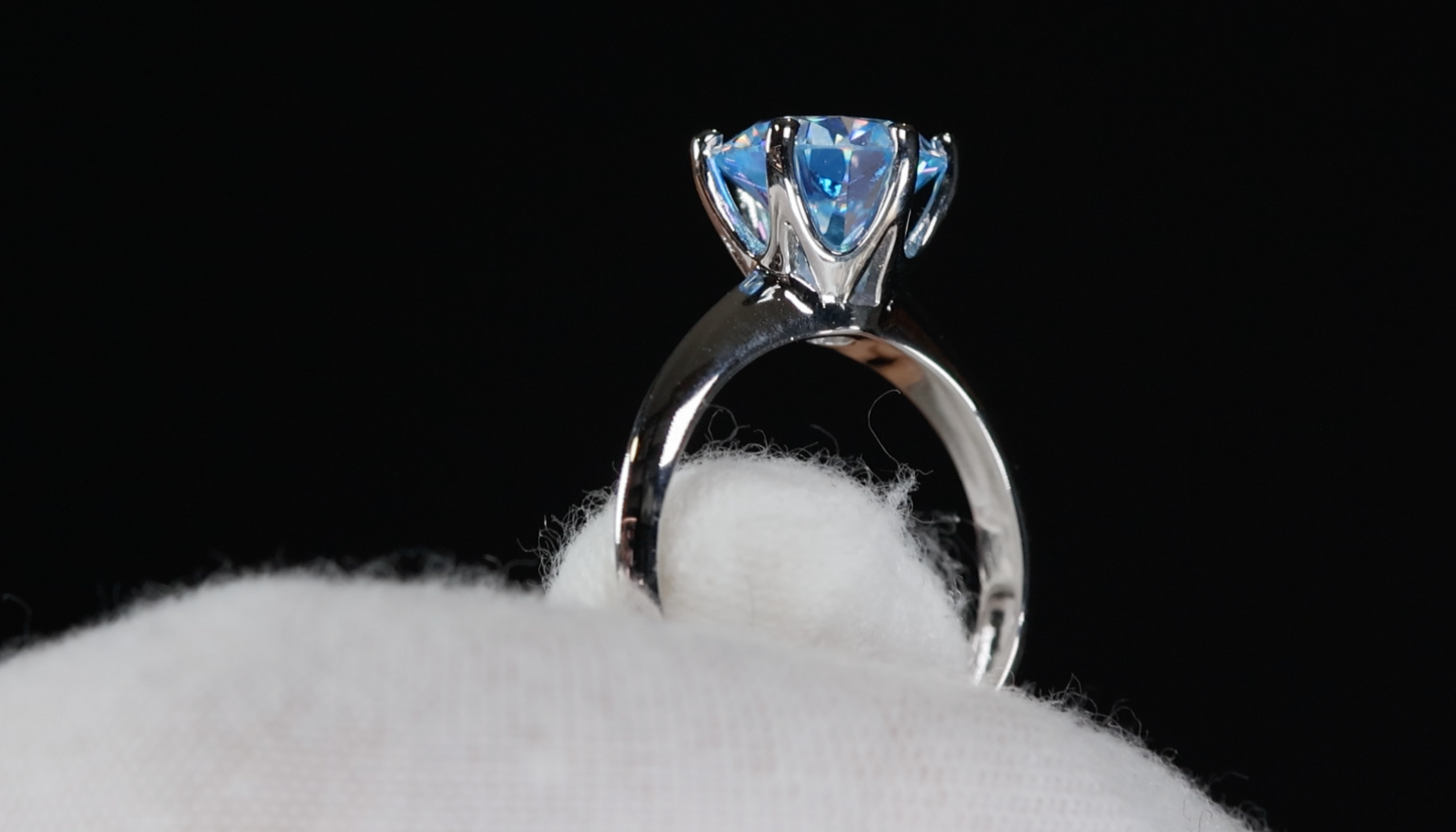 Blue Moissanite Ring