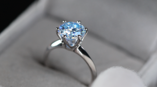 Blue Moissanite Diamond Ring