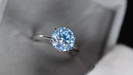 3.0ct Blue Moissanite Diamond Ring | Blue Moissanite Diamond Ring