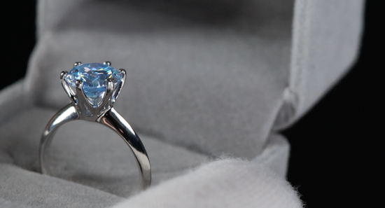 3.0ct Blue Moissanite Diamond Ring | Blue Moissanite Diamond Ring