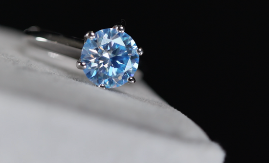 3.0ct Blue Moissanite Diamond Ring | Blue Moissanite Diamond Ring