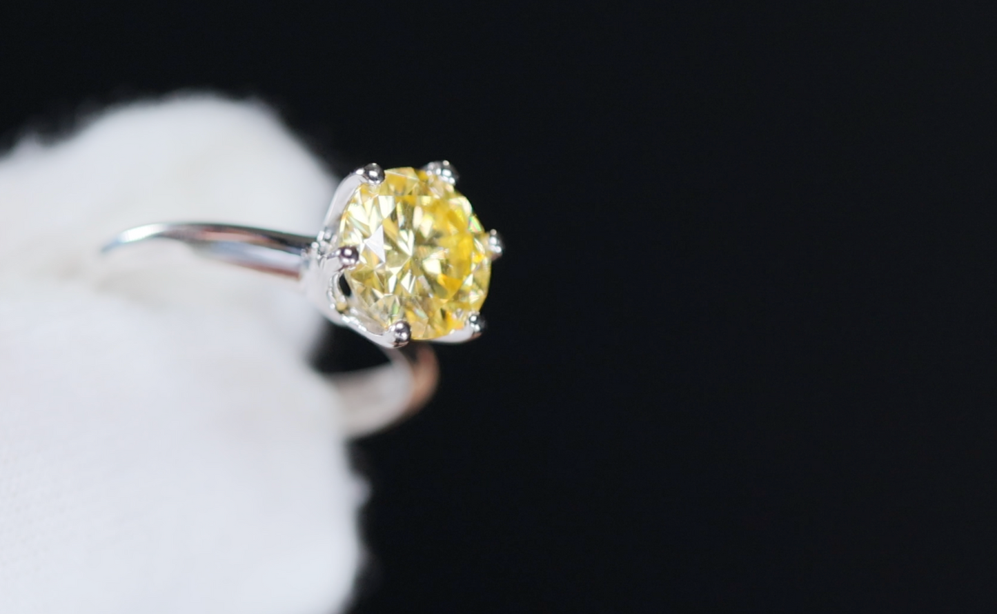 3.0ct Yellow Moissanite Diamond Ring | Yellow Moissanite Diamond Ring