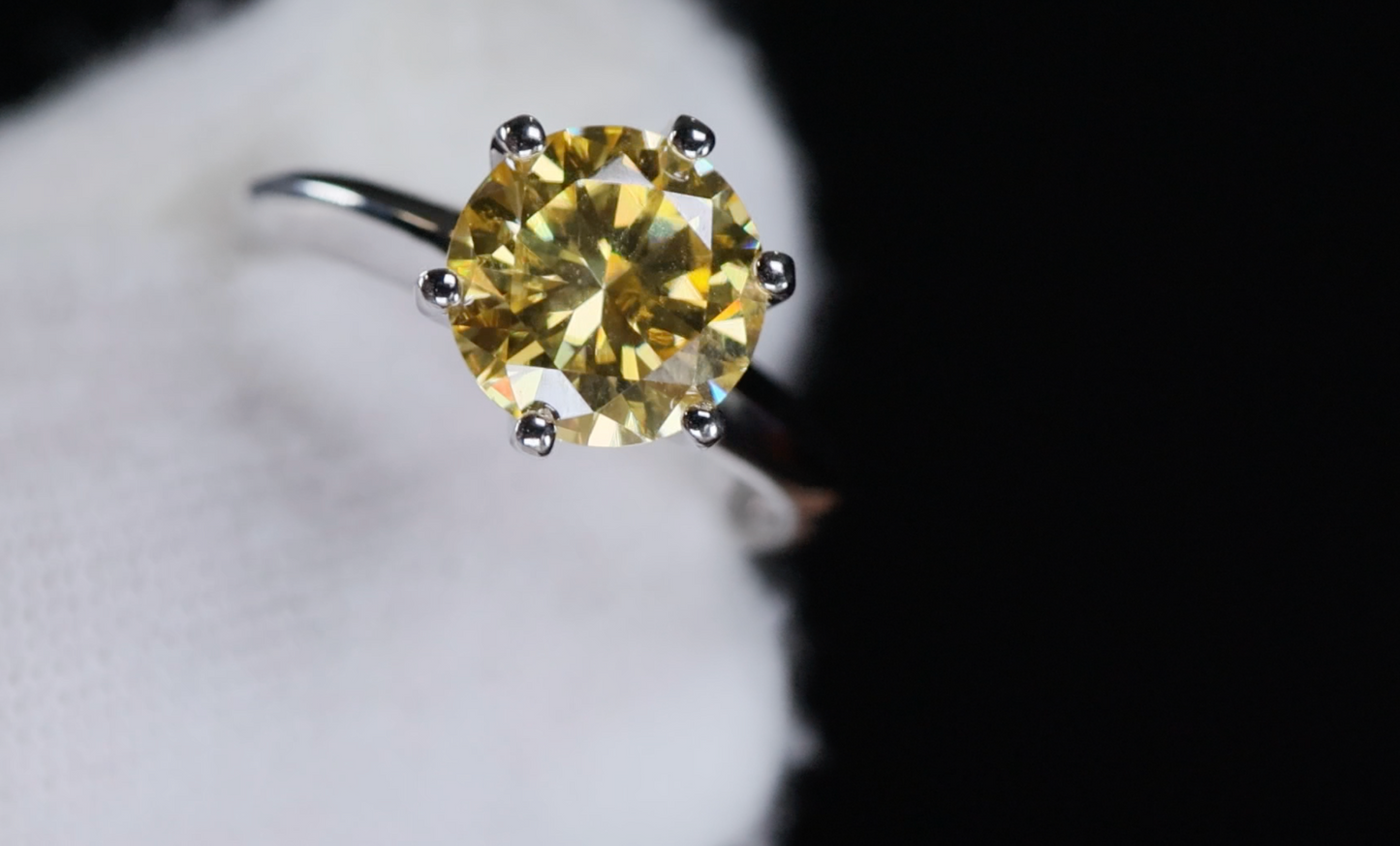 3.0ct Yellow Moissanite Diamond Ring | Yellow Moissanite Diamond Ring