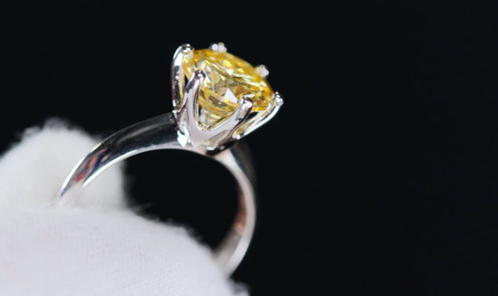 3.0ct Yellow Moissanite Diamond Ring | Yellow Moissanite Diamond Ring