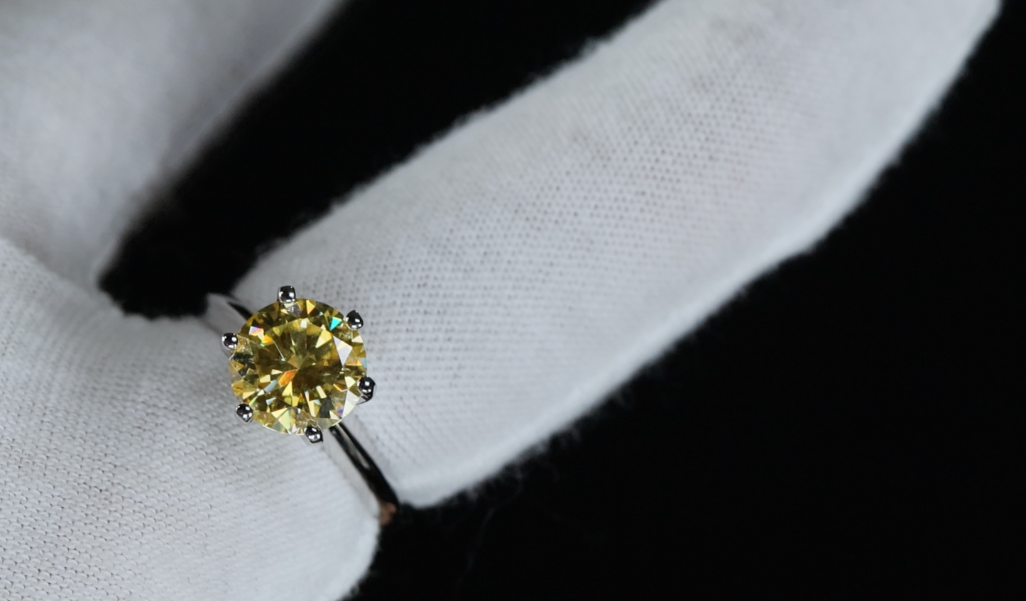 3.0ct Yellow Moissanite Diamond Ring | Yellow Moissanite Diamond Ring