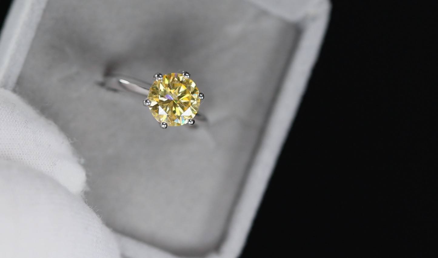 3.0ct Yellow Moissanite Diamond Ring | Yellow Moissanite Diamond Ring