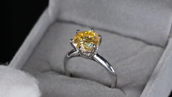 3.0ct Yellow Moissanite Diamond Ring | Yellow Moissanite Diamond Ring