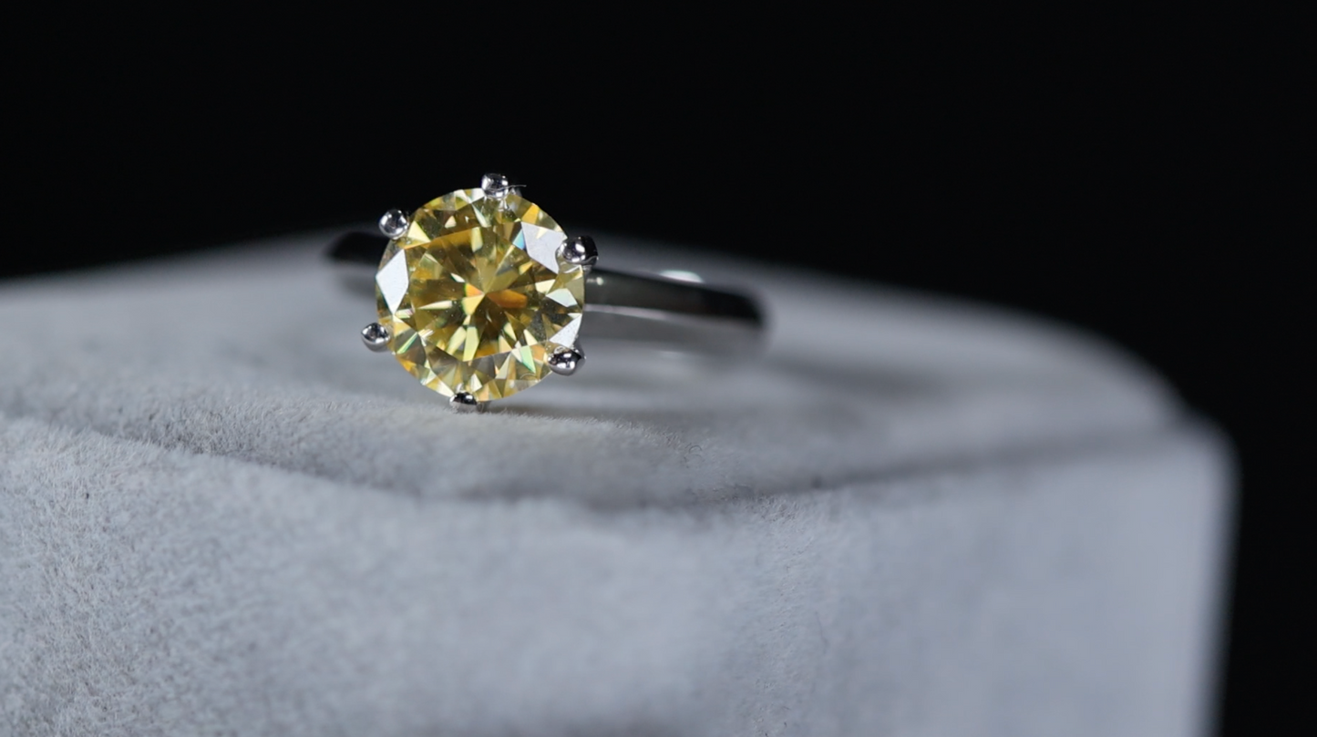 3.0ct Yellow Moissanite Diamond Ring | Yellow Moissanite Diamond Ring