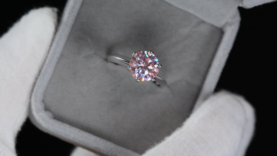 3.0ct Pink Moissanite Diamond Ring | Pink Moissanite Diamond Ring