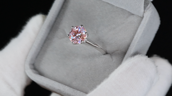 3.0ct Pink Moissanite Diamond Ring | Pink Moissanite Diamond Ring