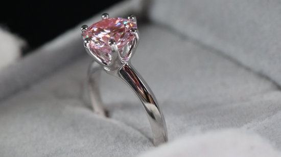 Pink Moissanite Diamond Ring