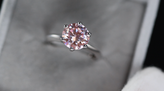 3.0ct Pink Moissanite Diamond Ring | Pink Moissanite Diamond Ring