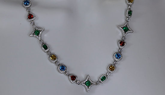 Rainbow Diamond Chain | Rainbow Diamond Necklace | Coloured Diamond Chain