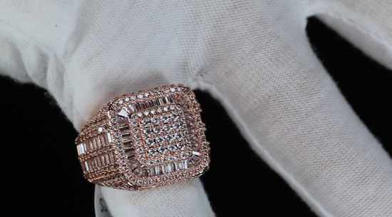 Mens Rose Gold Hip Hop Ring