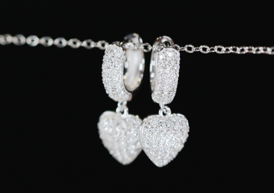 Moissanite Heart Earrings