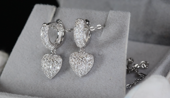 Moissanite Heart Diamond Earrings | Moissanite Heart Earrings