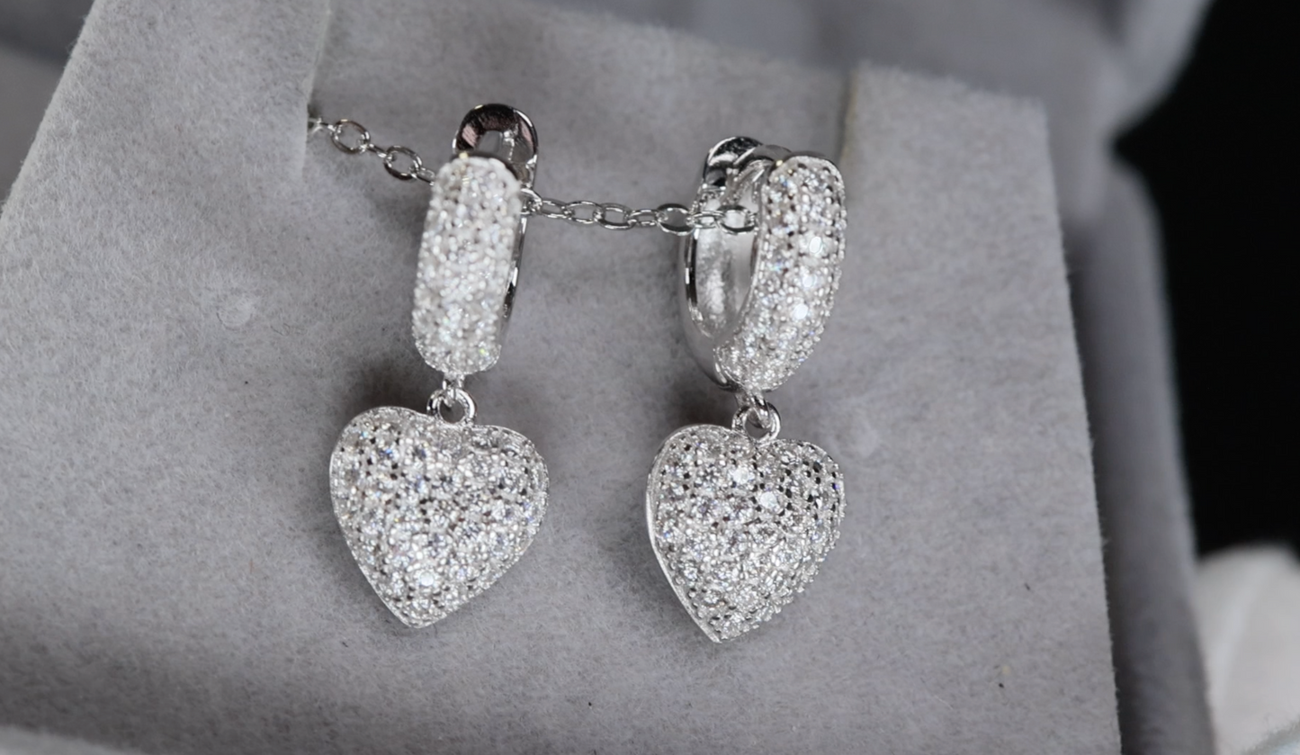 Moissanite Diamond Heart Earrings