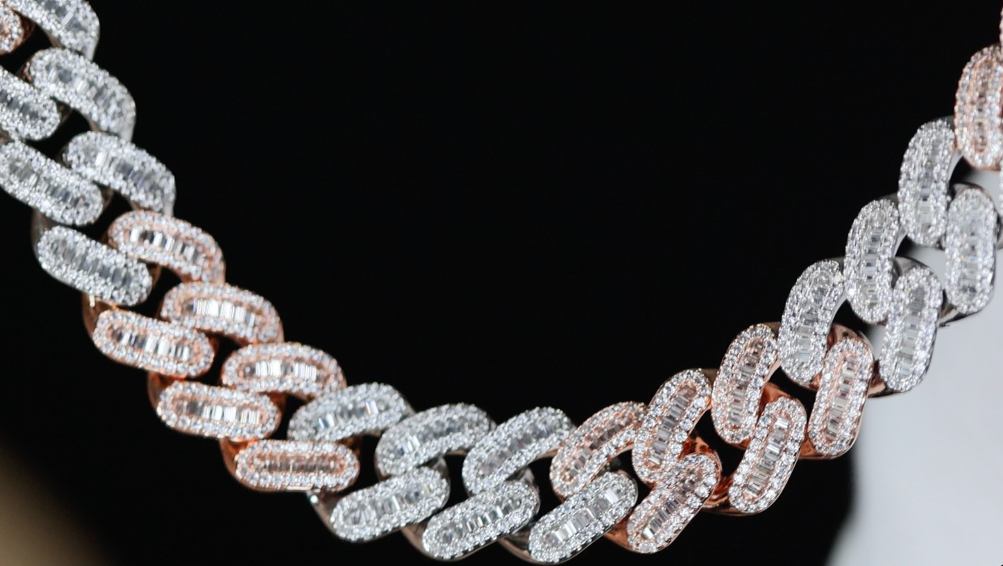 Rose Gold Cuban Chain | Rose Gold Two Tone Cuban Chain