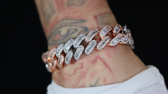 Mens Rose Gold Cuban Bracelet | Two Tone Cuban Link Bracelet