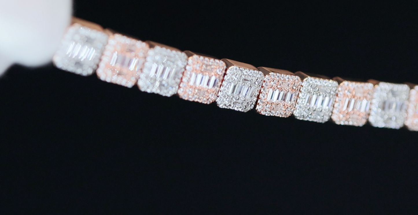 Rose Gold Diamond Bracelet | Mens Rose Gold Bracelet | Womens Two Tone Bracelet