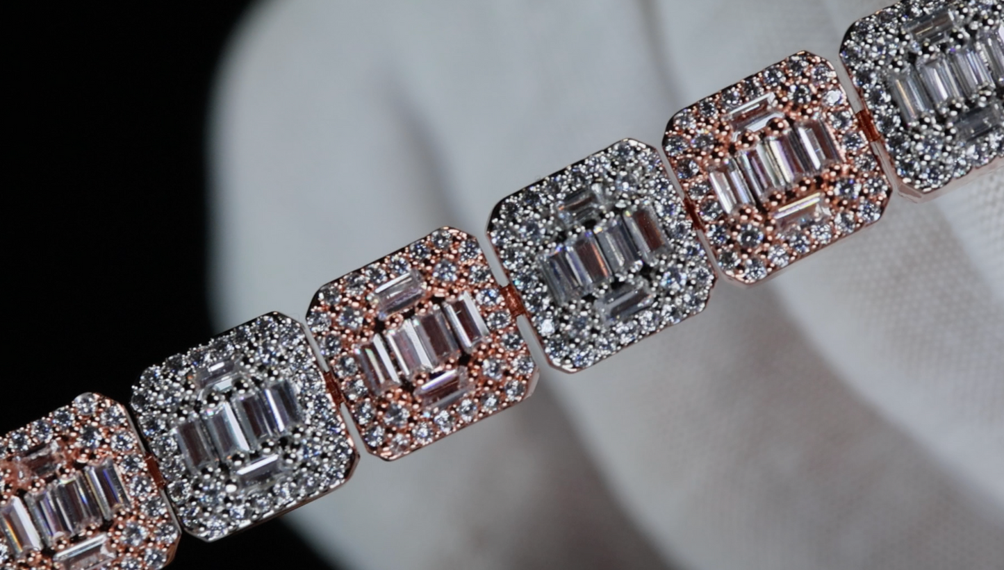 Rose Gold Diamond Bracelet | Mens Rose Gold Bracelet | Womens Two Tone Bracelet