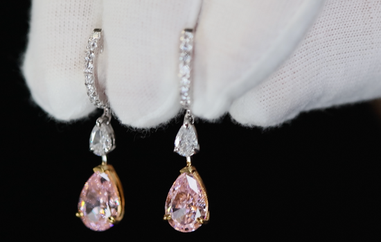 4.0ct Pink Diamond Earrings | Pink Diamond Earrings | Pear Earrings