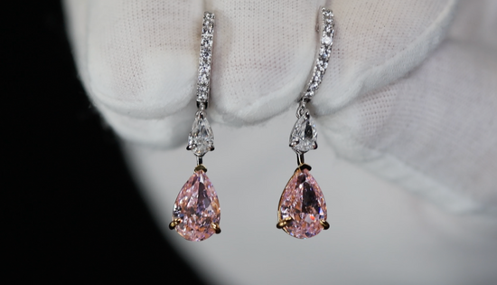 4.0ct Pink Diamond Earrings | Pink Diamond Earrings | Pear Earrings