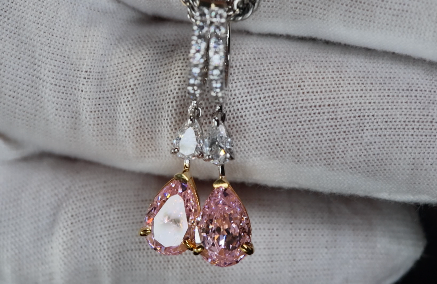 4.0ct Pink Diamond Earrings | Pink Diamond Earrings | Pear Earrings