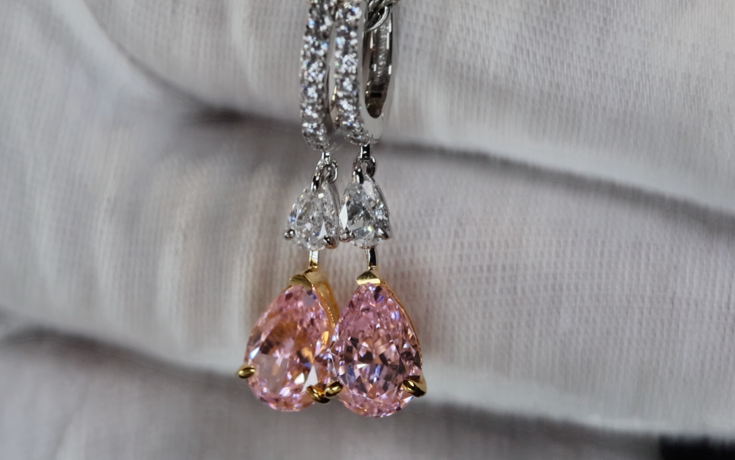 4.0ct Pink Diamond Earrings | Pink Diamond Earrings | Pear Earrings