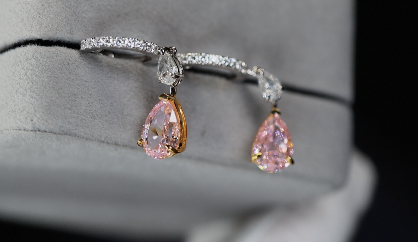 4.0ct Pink Diamond Earrings | Pink Diamond Earrings | Pear Earrings