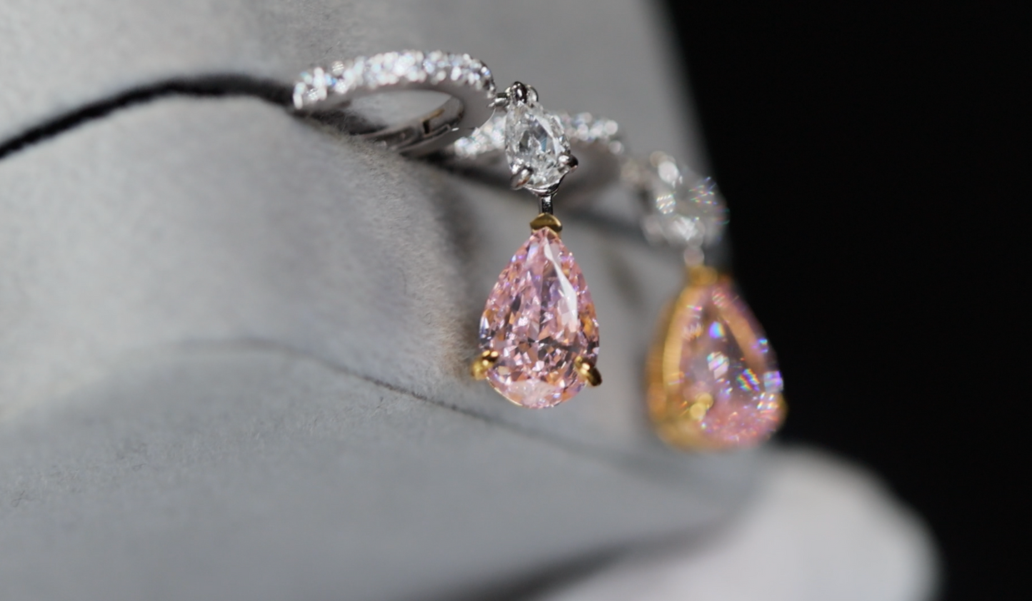 4.0ct Pink Diamond Earrings | Pink Diamond Earrings | Pear Earrings