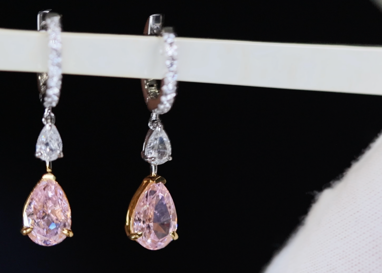 4.0ct Pink Diamond Earrings | Pink Diamond Earrings | Pear Earrings