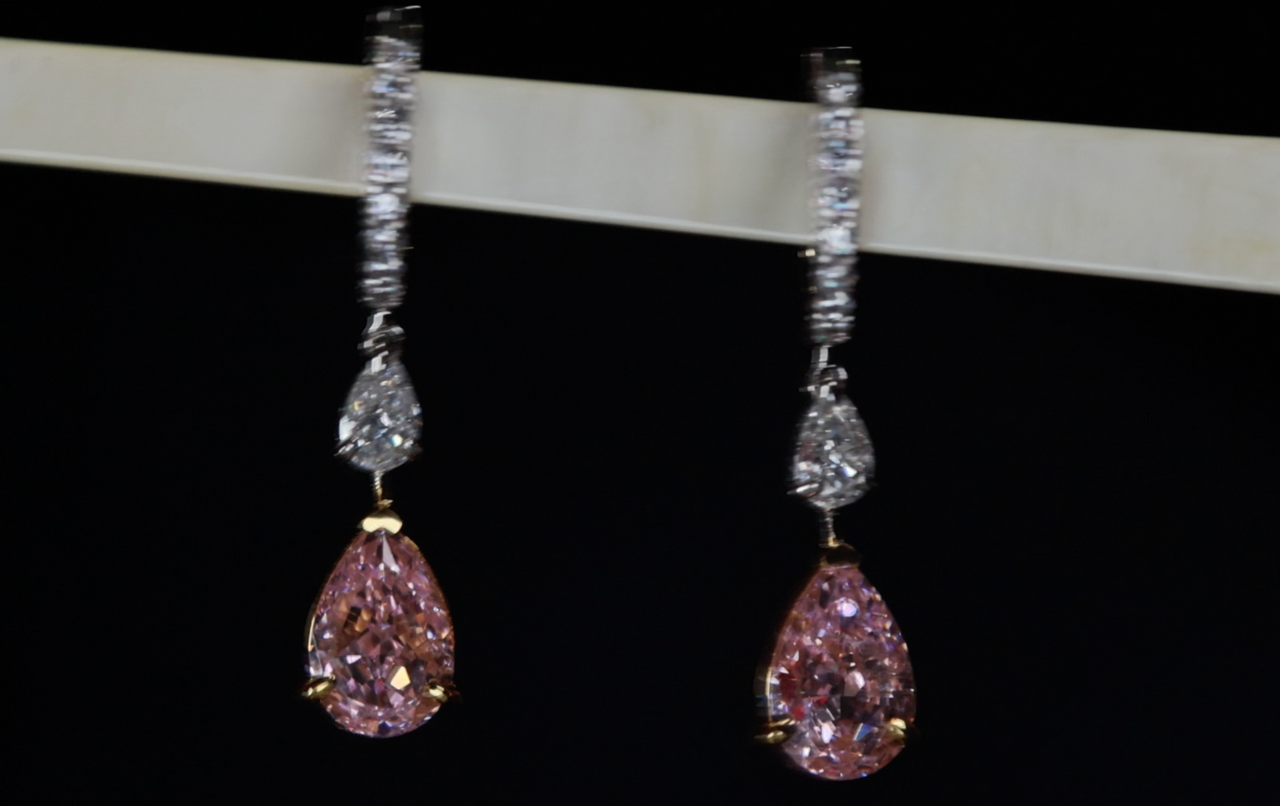 4.0ct Pink Diamond Earrings | Pink Diamond Earrings | Pear Earrings