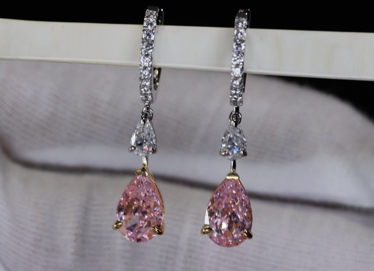 4.0ct Pink Diamond Earrings | Pink Diamond Earrings | Pear Earrings